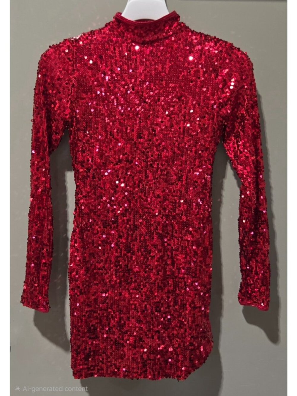 Balera Ultra Sparkle Red Shift Dress Style 15148 w/ Built In Biketard -- Size MA